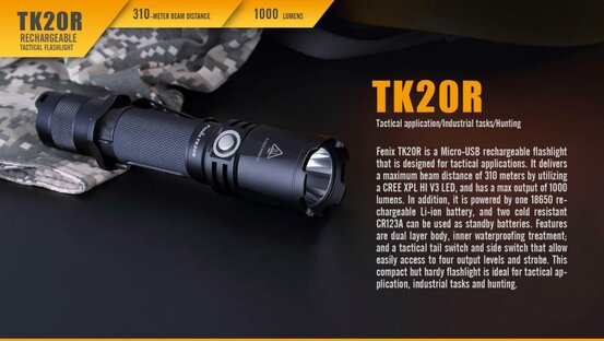 Taktická baterka Fenix TK20R nabíjateľná (1000lm)