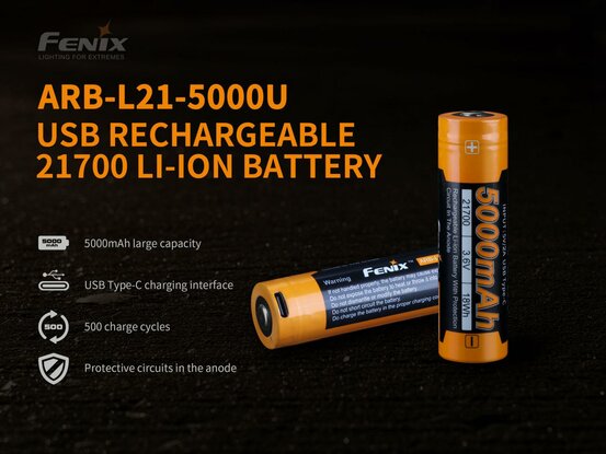 Nabíjacia USB-C batéria Fenix 21700 5000 mAh (Li-i