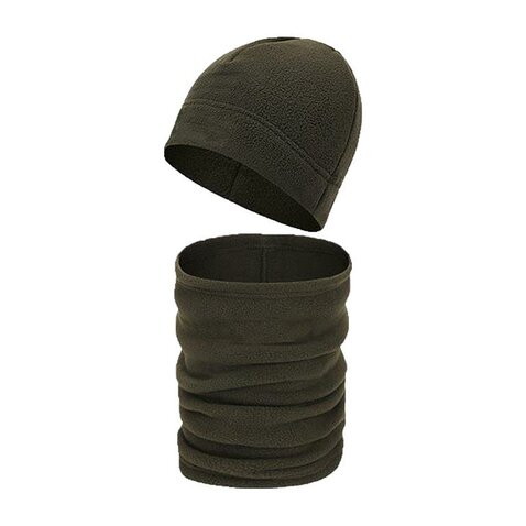 Čiapka Beanie s multifunkčným šálom olive