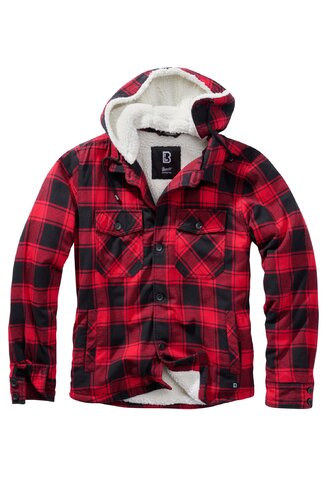 Bunda Brandit Lumberjacket s kapucňou červená/čier