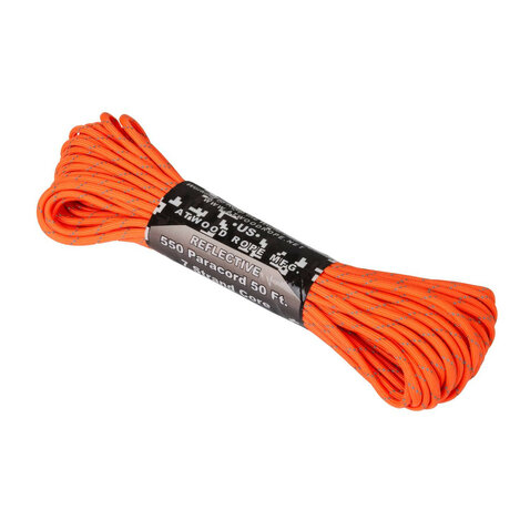 Paracord 550 Atwood 50ft oranžový (reflexný)