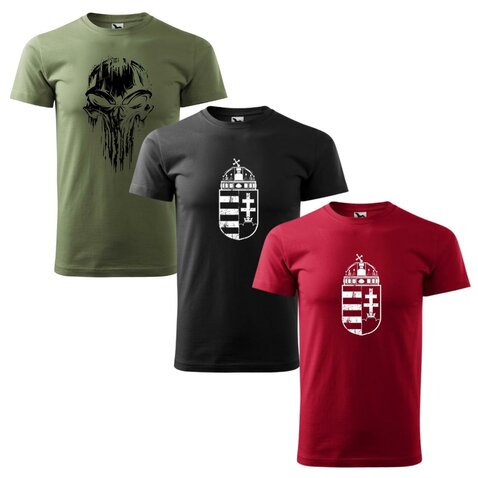 Tričko 3x akciový set - HU znak 2x + Skull