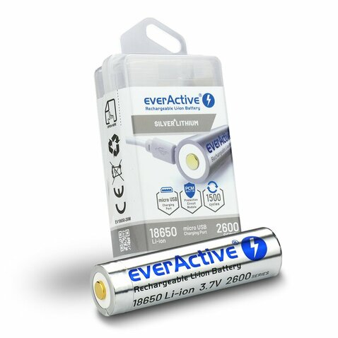 Nabíjacia USB 18650 batéria EverActive 2600mAh