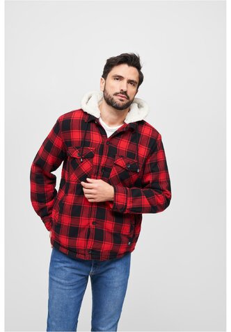 Bunda Brandit Lumberjacket s kapucňou červená/čierna