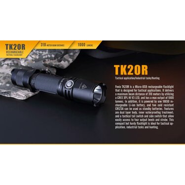 Taktická baterka Fenix TK20R nabíjateľná (1000lm)