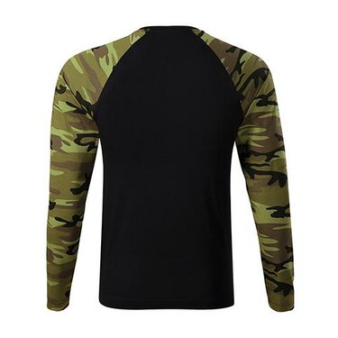 Tričko LS kombinované "camouflage green"