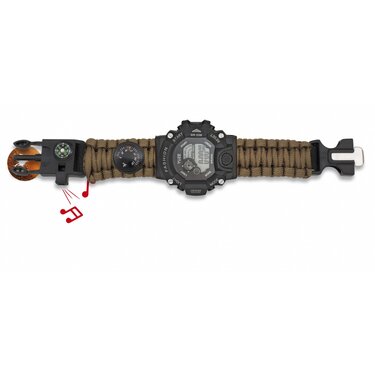Hodinky digi s paracordom Barbaric 6v1 survival coyote