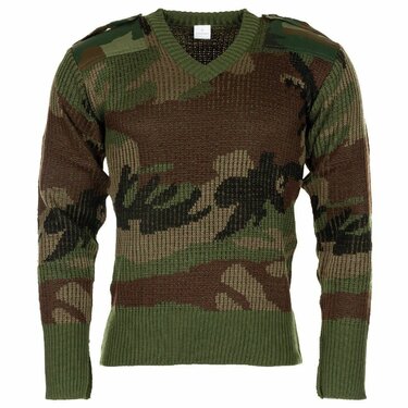 Sveter V-Neck Woodland s podielom vlny