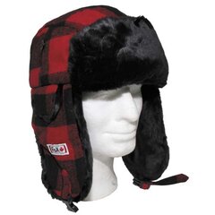 Ušianka Lumberjack červeno-čiena