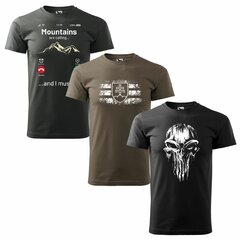 Tričko 3x akciový set - Hory volajú + skull + SVK znak 