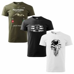 Tričko 3x akciový set - Hory volajú  + SVK znak + skull 