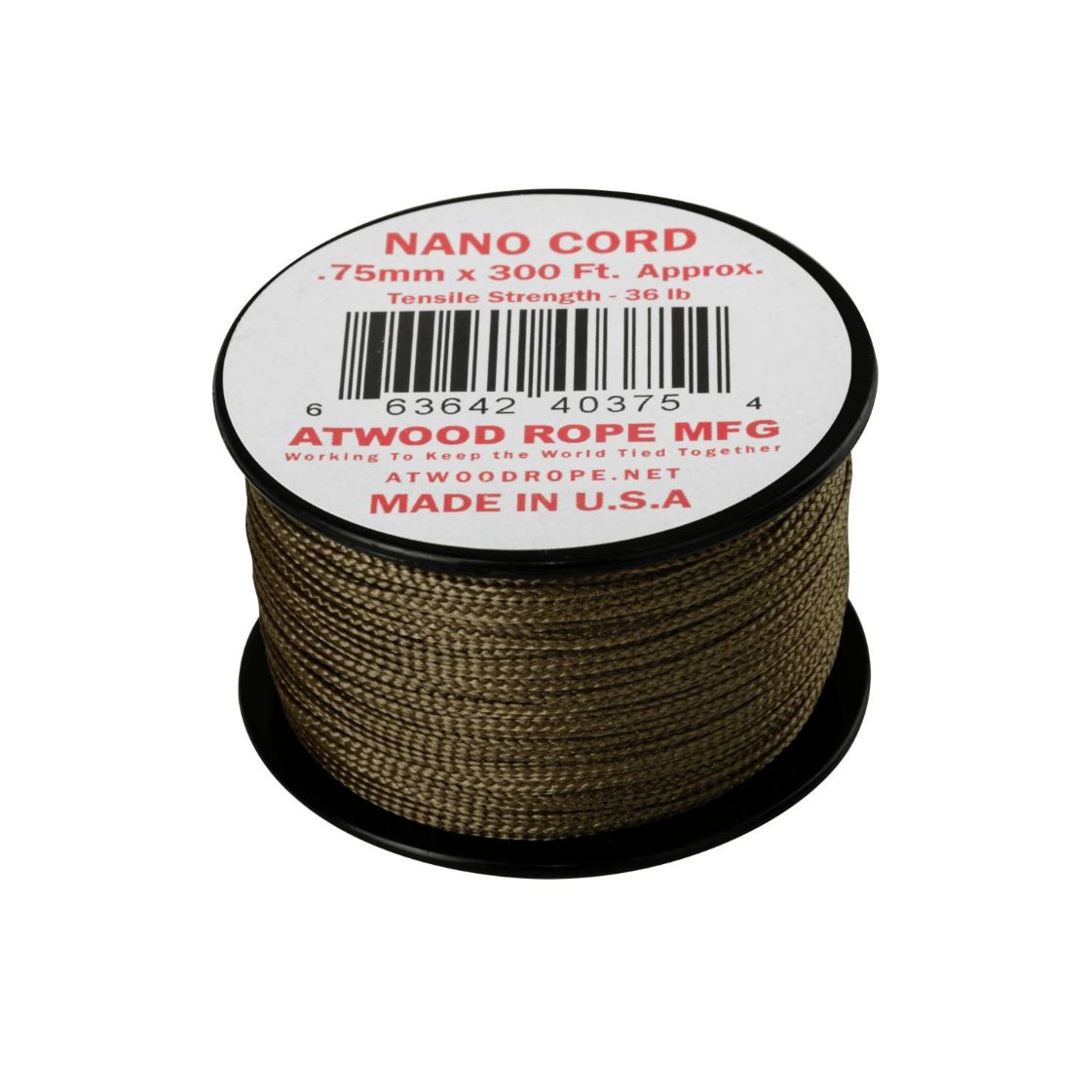 Paracord Nano 0.75mm Atwood 300ft olive drab